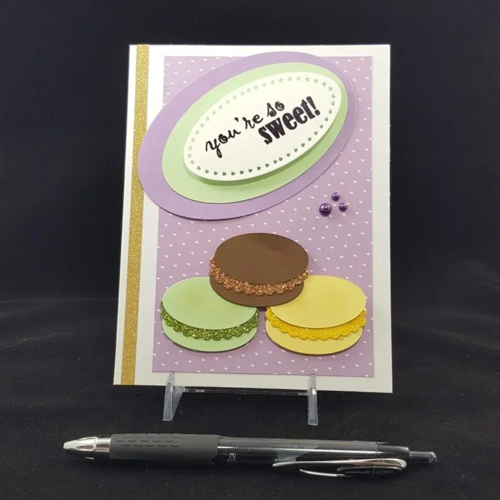 Macaroon Note Card, 'You're so Sweet', Assorted‎ Color Macaroons w Envelopes
